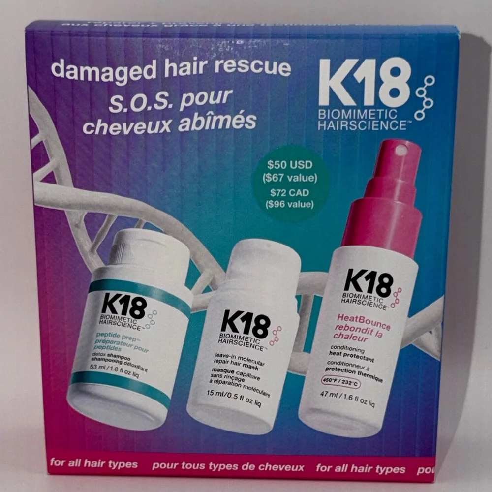K18 DAMAGED HAIR RESCUE SET 3 Minis:Detox Shampoo/Repair Mask/Protectant NIB! - Picture 10 of 15